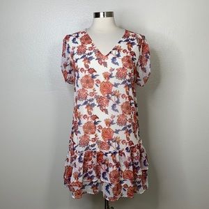 Sadie & Sage Boho Floral Ruffle Dress, NWT